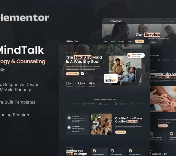 Mua MindTalk - Psychology & Counseling Elementor Template Kit giá rẻ