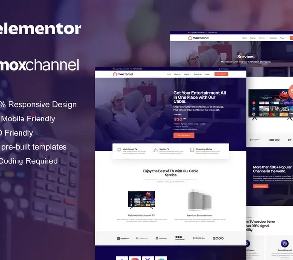 Mua MoxChannel - TV Channel Service Elementor Template Kit giá rẻ