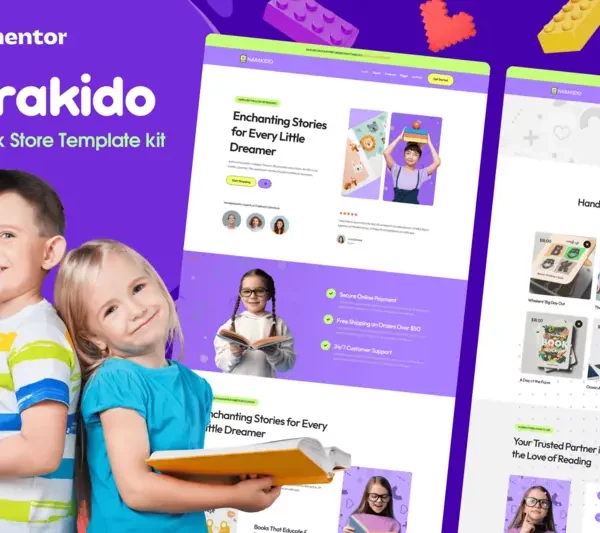 Mua Narakido - Kids Bookstore Elementor Template Kit giá rẻ