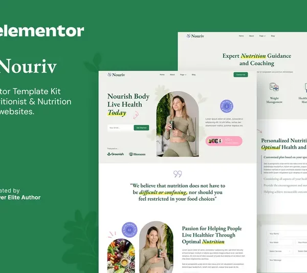Mua Nouriv – Nutrition Coach & Nutritionist Elementor Template Kit giá rẻ