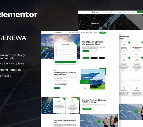 Mua Renewa - Solar & Green Renewable Energy Elementor Template Kit giá rẻ