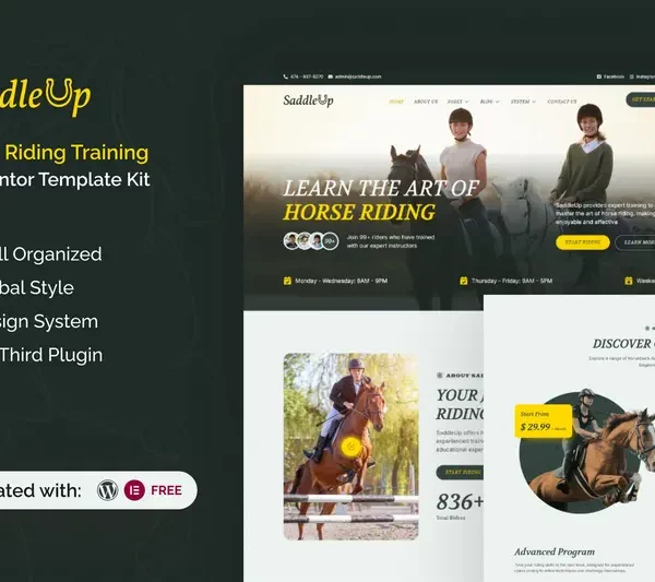 Mua SaddleUp - Horse Riding Training Elementor Template Kit giá rẻ