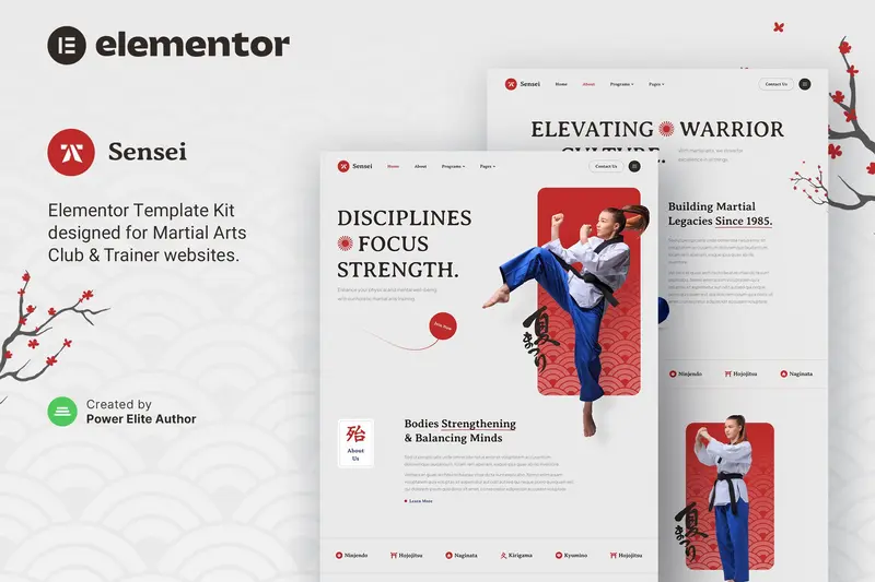 Mua Sensei – Martial Arts Club & Trainer Elementor Template Kit giá rẻ