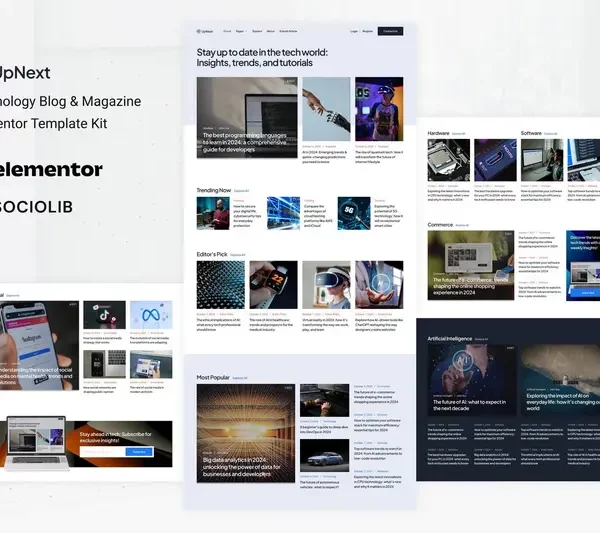 Mua UpNext - Technology Blog & Magazine Elementor Template Kit giá rẻ