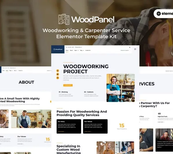 Mua Woodpanel - Woodworking & Carpenter Service Elementor Pro Template Kit giá rẻ
