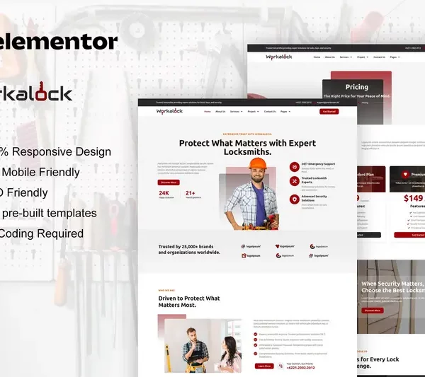 Mua WorkaLock - Locksmith & Key Maker Service Elementor Pro Template Kit giá rẻ