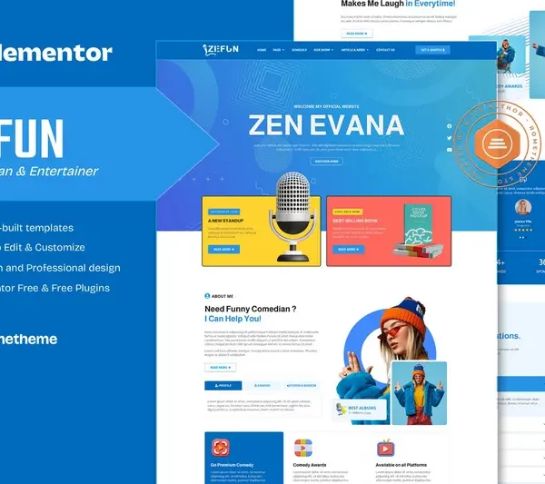 Mua Zefun - Comedian & Entertainer Elementor Template Kit giá rẻ