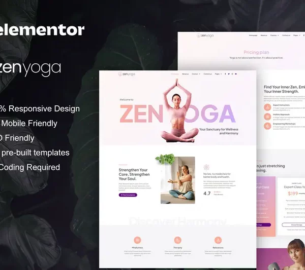 Mua ZenYoga - Yoga & Meditation Elementor Template Kit giá rẻ