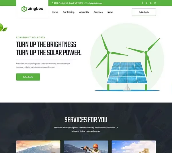 Mua Zingbox – Wind & Solar Energy WordPress Theme giá rẻ